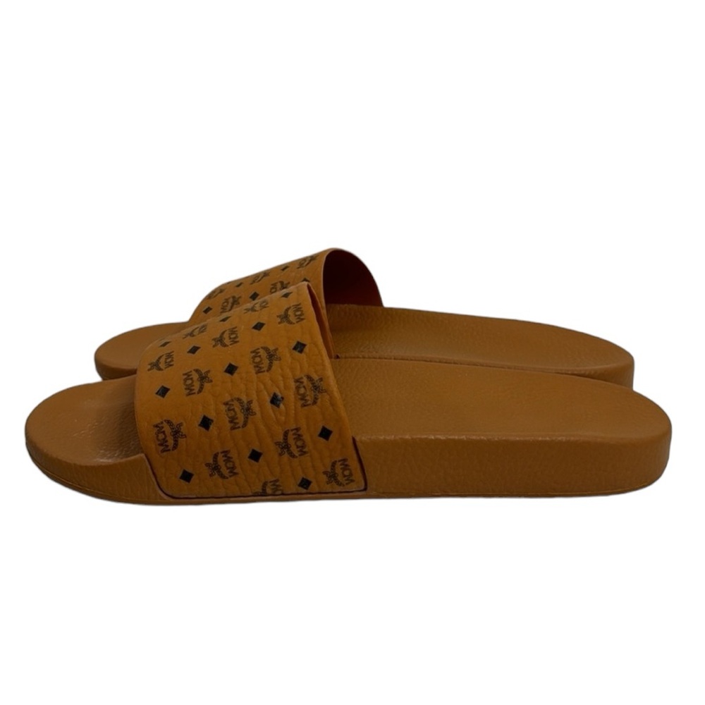 MCM NWT MEN’S BROWN BLACK MONOGRAM SLIDES SANDALS SIZE 12 / 45 - Picture 4 of 11